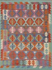 Tribal Geometric Reversible Kilim Colorful Area Rug 5x6 Wool Flat-Woven Carpet