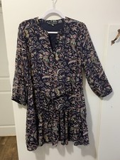 Rose & Olive Dress Size Medium Paisley 3/4 Sleeve Tie Waist Chiffon Ruffle Hem