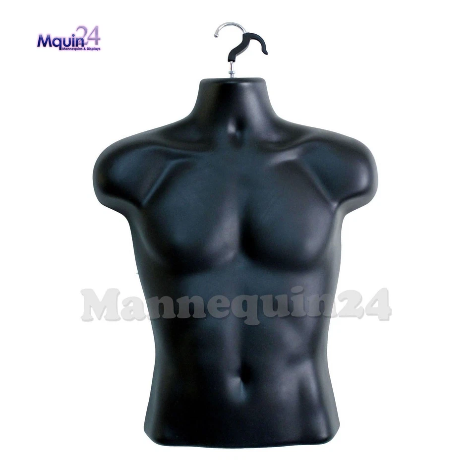 20 Pack - Male Torso Dress Body Form Hanging Mannequins Black Mean Clothing - Image 4 of 4