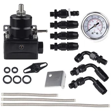 Universal 6AN Adjustable Fuel Pressure Regulator Kit Oil 30-70psi GaugeBlack