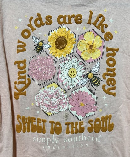 Simply Southern XL T-Shirt "Kind Words Are Like Honey" Reef Pink Neu mit Etikett - Bild 4 von 7