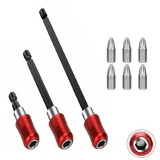 3Pcs 1/4 Hex Shank Magnetic Screwdriver Extension Holder Drill Bit + 6 PH2 Bits
