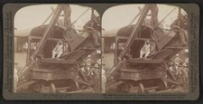 President Roosevelt running an American steam-shovel at Culebra Cu- Old Photo