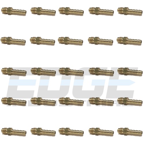 (25 PACK) 1/4 HOSE ID TO 1/4 45° MALE FLARE STRAIGHT BRASS FITTING FUEL/AIR/WOG