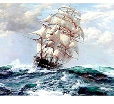 Paint By Numbers Adults kids Sailing Boat Sea DIY Painting Kit 40x50CM Canvas