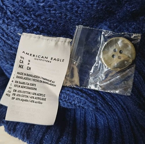 NEW WOMENS SMALL BLUE CROP SWEATER AMERICAN EAGLE - Picture 4 of 5