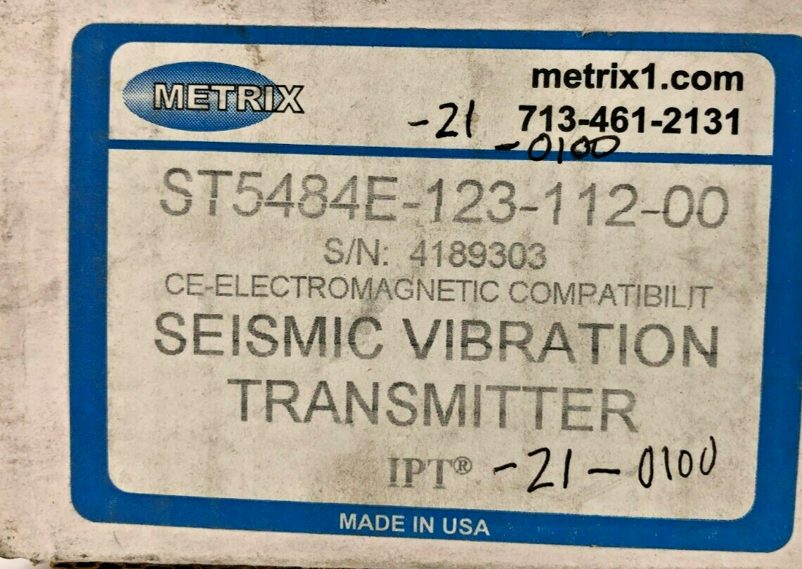 Metrix ST5484E-123-112-00 Seismic Vibration Transmitter 11-30VDC