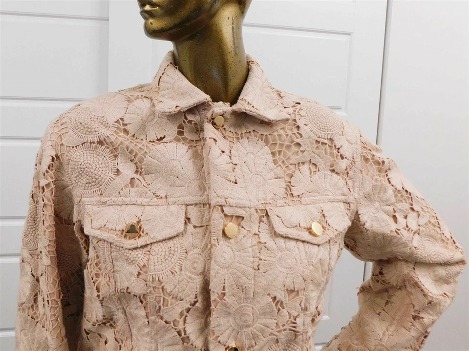 VALENTINO RED Italy Nude Full Lace Jacket Blazer sz 38 - Image 2 of 4