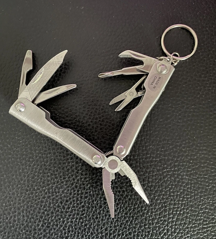 Multi Tool Kit Mini Keychain Scissors Screwdriver Pliers Can Bottle Opener