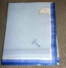 Taschentuch blau Baumwolle Monogramm T bestickt quadratisch 29 cm