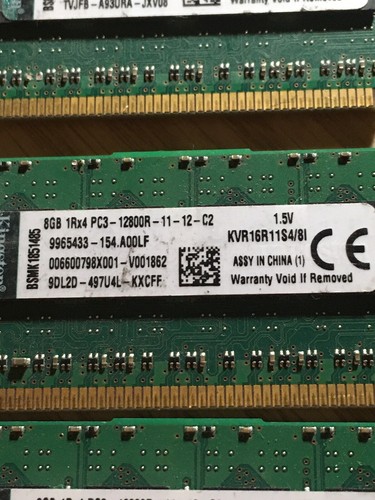 Lot Of 3 (3x8G) KINGSTON KVR16R11S4/8I 8GB 1Rx4 PC3-12800R DDR3 1600 - Picture 2 of 7