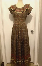 Vintage 1940s Nelly Don Ruffle Collar Dress Women's S - AS IS