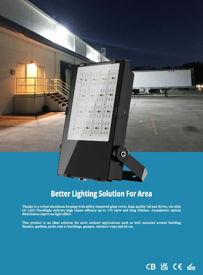 LED Flood Light 100W - 400W Padel Tennis Court 5 side Football Bowling Green etc - Image 2 of 4