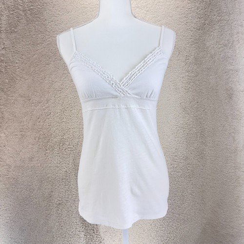American Eagle Tank Top Women Sz M White Cotton Sleeveless V-Neck Aesthetic Y2K