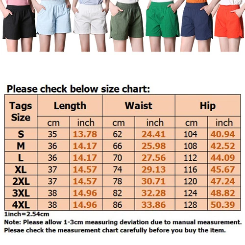 Summer Women's Casual Linen Shorts Trunks Ladies Elastic Waist Beach Short Pants - Picture 3 of 40