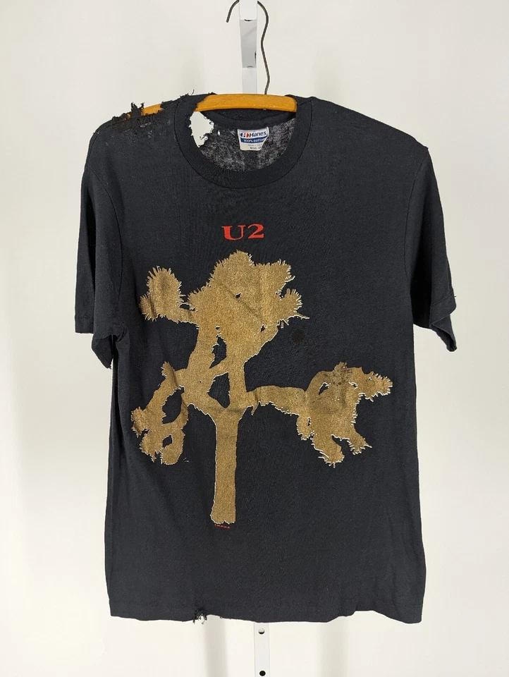 Camiseta U2 Joshua Tree De Colección 1987 Thrashed Rock Negra Hanes M Delgada 5050 EE. UU. 90s Foto 2 de 4