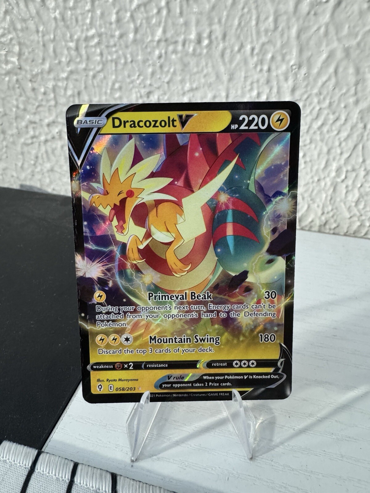 Pokemon SWSH Evolving Skies Dracozolt V 058/203 Full Art Ultra Rare - Near Mint