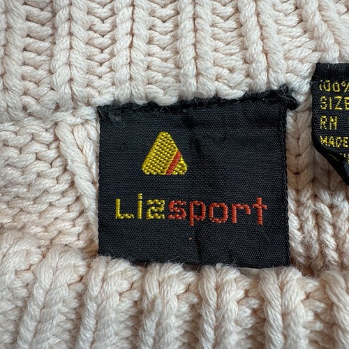 Vintage Liz Sport Sweater Cable Knit Women's Blush Pink 100% Cotton Size L - Picture 6 of 11
