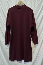 Uniqlo Berry Long sleeve T Shirt Dress Midi Womens Small Oversized Mockneck