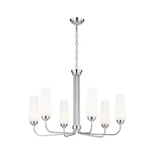 Truby 6-Light Polished Nickel Chandelier With Satin Etched Cased Opal Glass