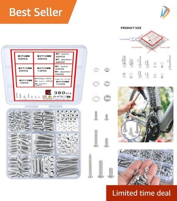 All-in-One 380-Piece Screw Bolts and Nuts Assortment - Ideal for DIY Projects