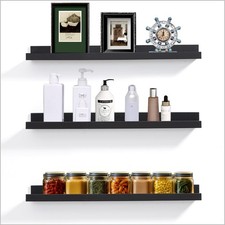 Floating Picture Ledge Shelves for Wall Set of 3, 24 Inch Shelves with Lip Lo...