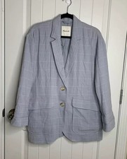 NWT Madewell Cotton-Linen Relaxed Larsen Blazer in Windowpane size XL