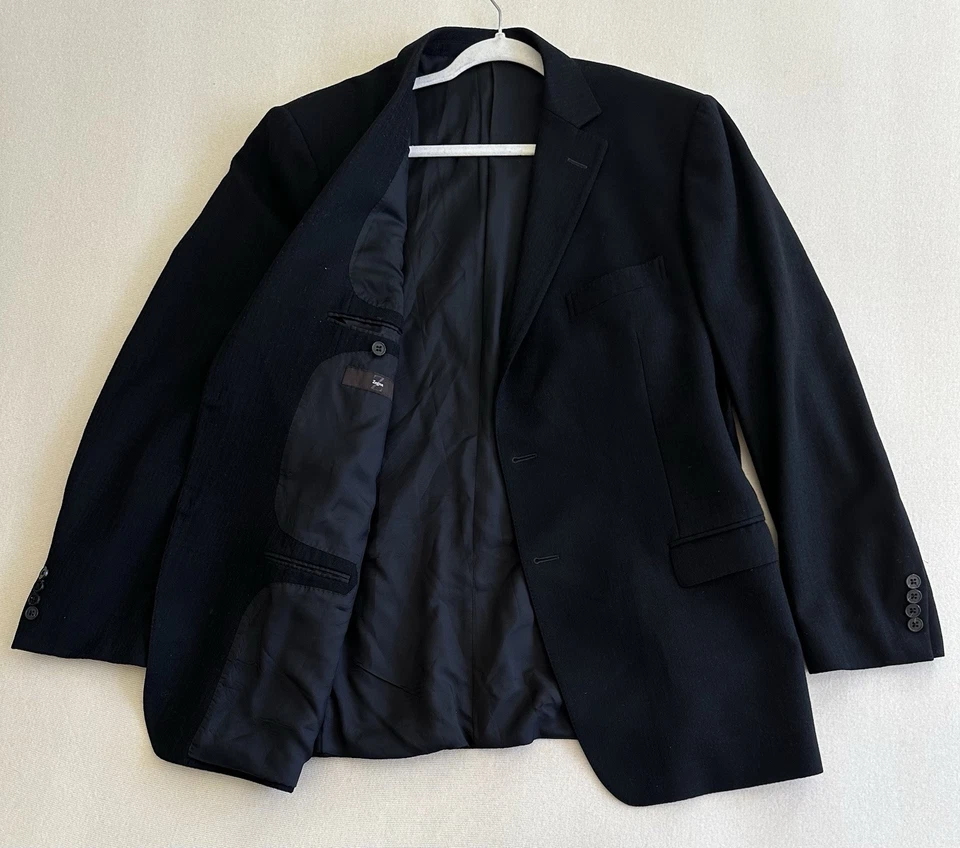 Ermenegildo Zegna City Sport Coat Men 46 Black Wool Angora Cashgora plaid Blazer - Image 4 of 4