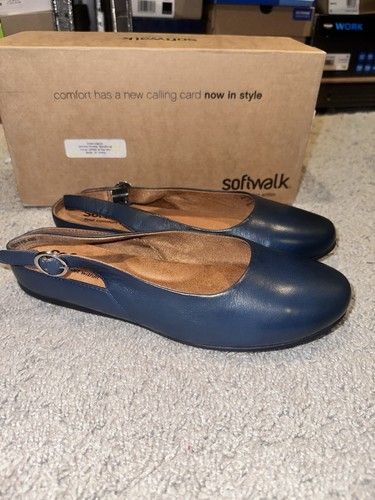 Softwalk Shoes Womens 9 Wide Sandy Slingback Navy Closed Toe Comfort Casual - Picture 3 of 6