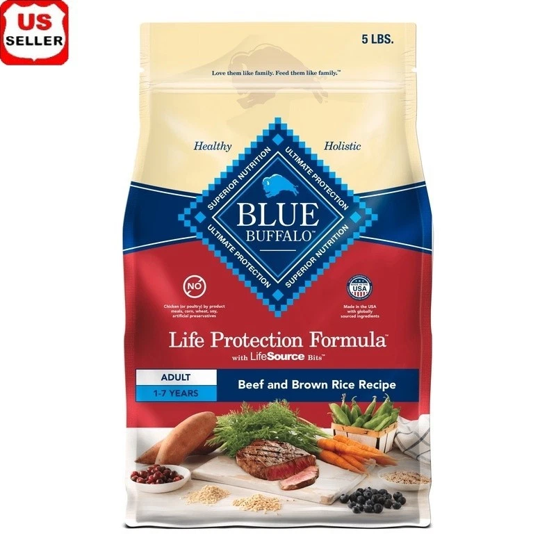 Beef Brown Rice Dry Dog Food Natural Kibble Healthy Nutrition Adult Dogs New