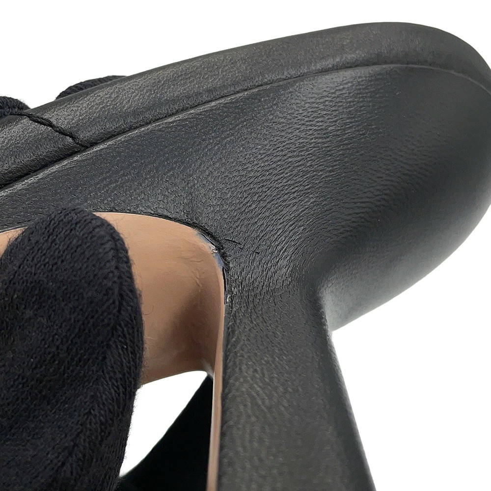 GUCCI Sandals GG Marmont Mule Leather Women's Size 34 1/2 674839 GUCCI Shoes Bla thumbnail 9