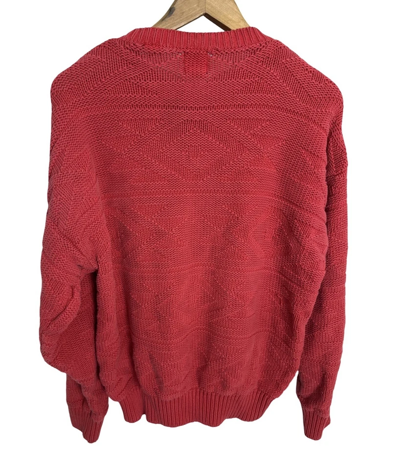 Vintage 90’s Gap Aztec Southwestern Red Chunky Knit Sweater Mens Large - Image 3 of 3