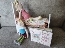 Maileg Princess and the Pea Crochet Doll Wooden Bed Book Complete w/ Prince