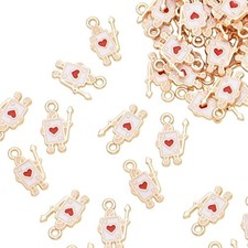 Pack of 80 Poker Red Enamel Charms Gold Plated Colored Pendants Hawaii