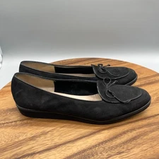 Salvatore Ferragamo Flats Womens 9 AA Black Suede Bow Tie Comfort Casuals Shoes