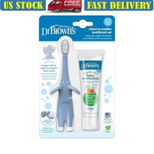 Baby First Toothbrush Fluoride Free Toothpaste Infant Dental Care Set Soft Grip