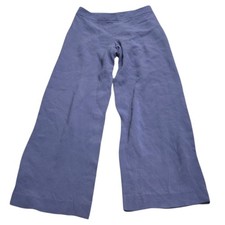 Vintage Giorgio Armani Women's Wide Leg Blue Silk Trousers Pants Size 46 US 12