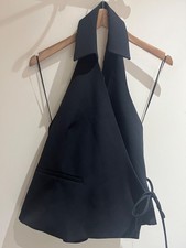 Primark Top Size M 12-14 New Black Halter Waistcoat Formal Occasion