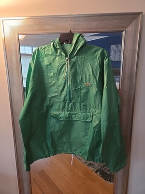 Vintage Lacoste Jacket Men's Green Izod Windbreaker Hooded Pullover Sz XL