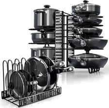 Pot Racks 8-Tier Cookware Stand Adjustable Shelf Storage Rack for Kitchen Pans
