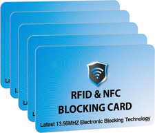 5 Pack RFID Blocking Card for Credit Debit ID Card, Sky Blue  Slim Anti-Theft C