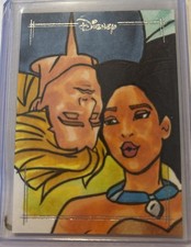 Marketplace image: 💙🪶2026 Topps Chrome Disney Gold Foil POCAHONTAS/JOHN SMITH 1/1 Sketch🪶💙