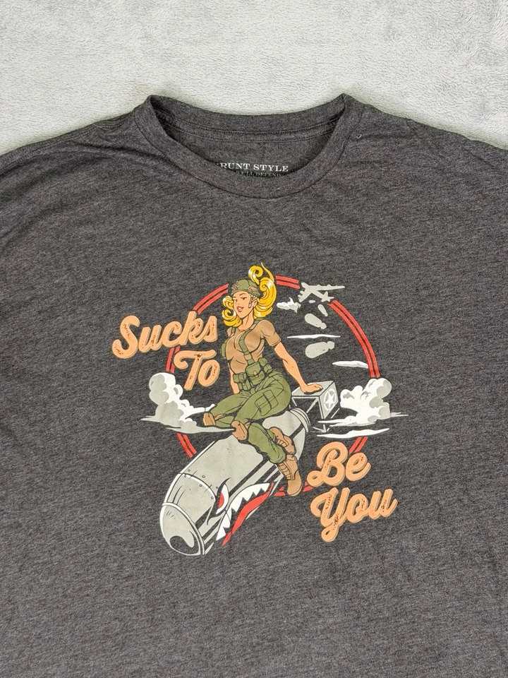 Camiseta Estilo Grunt XXL Gris Hombres Estampado Gráfico Freedom Sucks To Be You Spell Out Foto 3 de 4