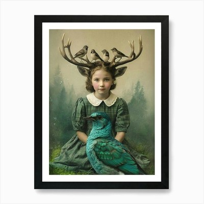 Sing me a Song, Mädchen mit Vögeln Kunst gerahmtes Wandbild Poster Leinwanddruck Bild