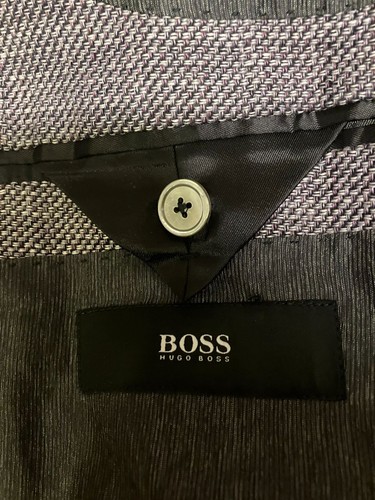 Hugo Boss Linen Wool Mens Blazer 40 Jacket Blazer Sport Coat Tweed Purple - Picture 13 of 17
