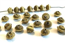 50 Vintage Patina Brass Corrugated Ribbed 7x9mm. Fluted Saucer Spacer Beads D8