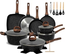 EWFEN 25 Pcs Pots and Pans Set, Nonstick Ceramic Cookware Sets, Healthy Non-Toxi