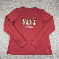 Life Is Good Crusher Tee Long Sleeve Chillin' With My Gnomies Womens Medium M