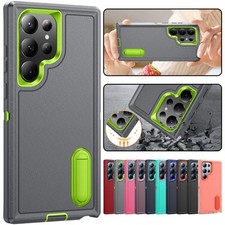 For Samsung Galaxy S25/S24/S23/S22 Hybrid Silicone Heavy Duty Rugged Stand Case