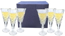Amlong Crystal Lead-Free Engraved Cut Crystal Sherry Glasses, Set of 6 pieces